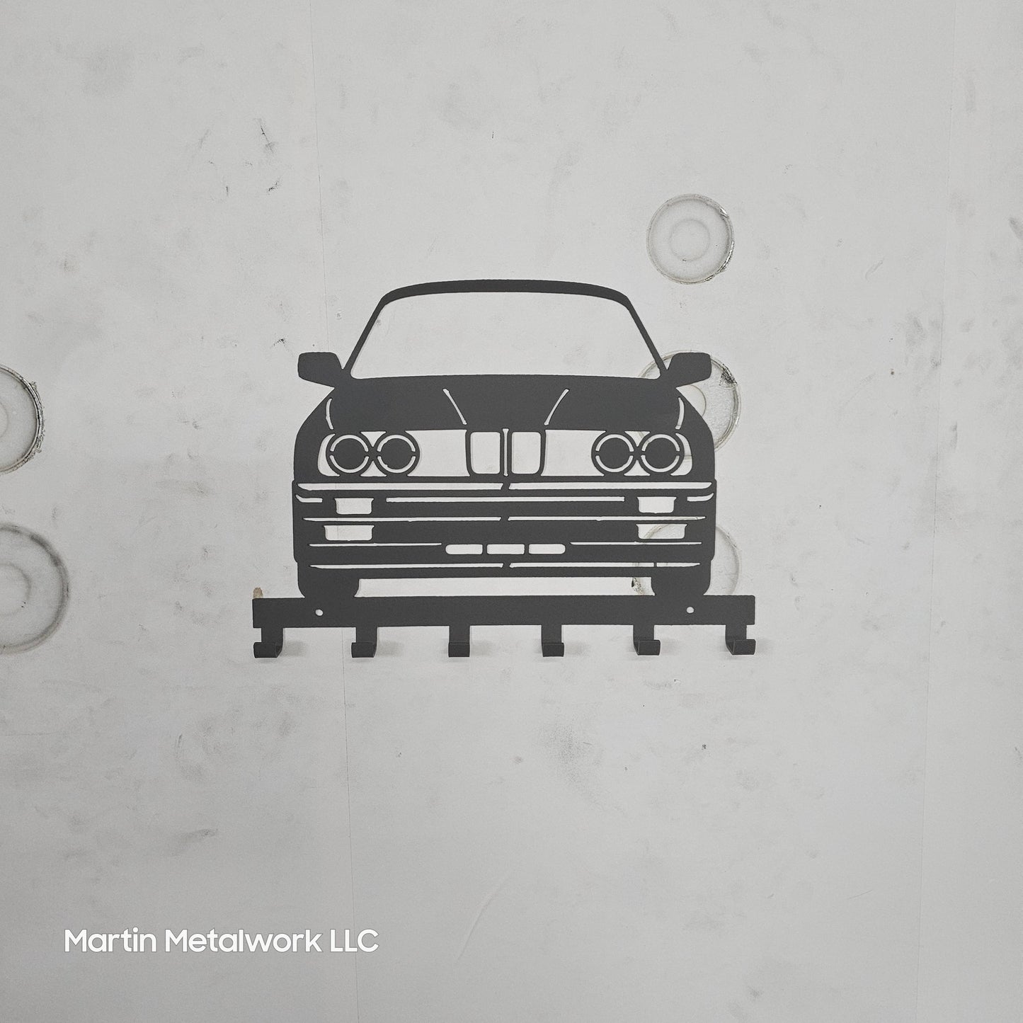 BMW E30 Key Holder – Full Front View Steel Wall Mounted Key Rack – Classic Car Organizer 12"x8"