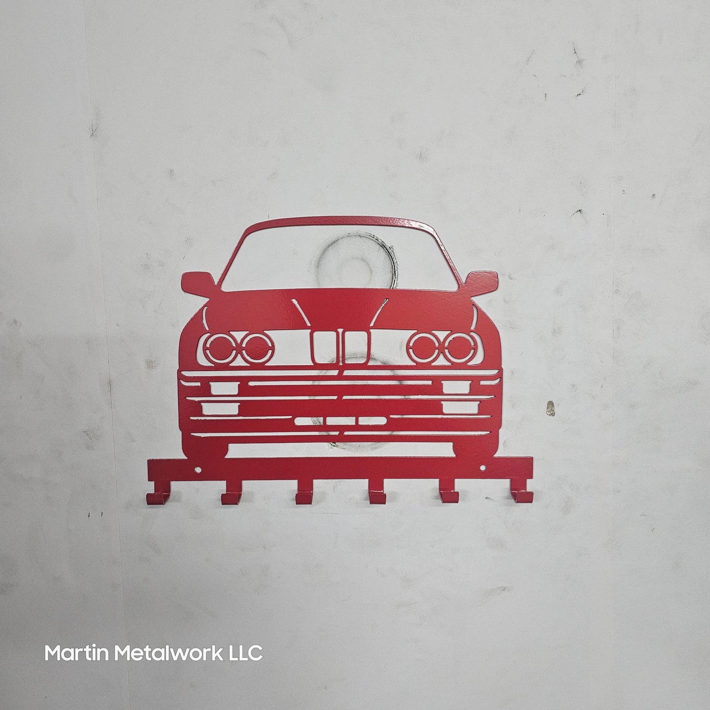 BMW E30 Key Holder – Full Front View Steel Wall Mounted Key Rack – Classic Car Organizer 12"x8"