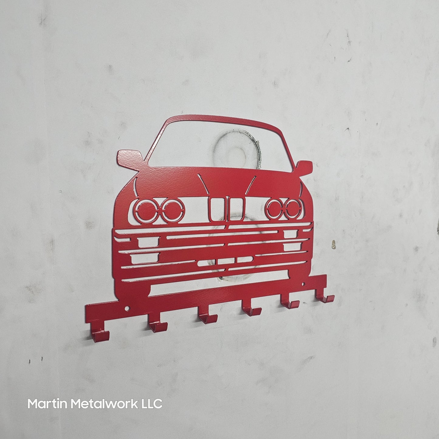 BMW E30 Key Holder – Full Front View Steel Wall Mounted Key Rack – Classic Car Organizer 12"x8"