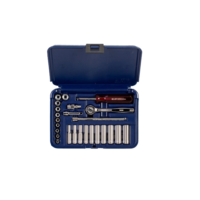 Wright Tool 6 Point Standard & Deep Blow Mold Socket Set 1/4" Drive SAE 223-MC
