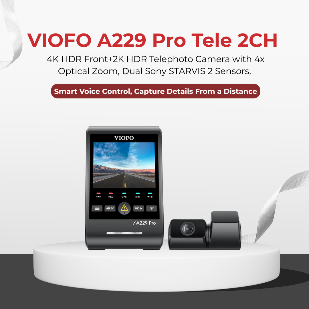 VIOFO A229 Pro Tele 2CH 4K+2K Telephoto 4x Optical Zoom Dash Cam ...