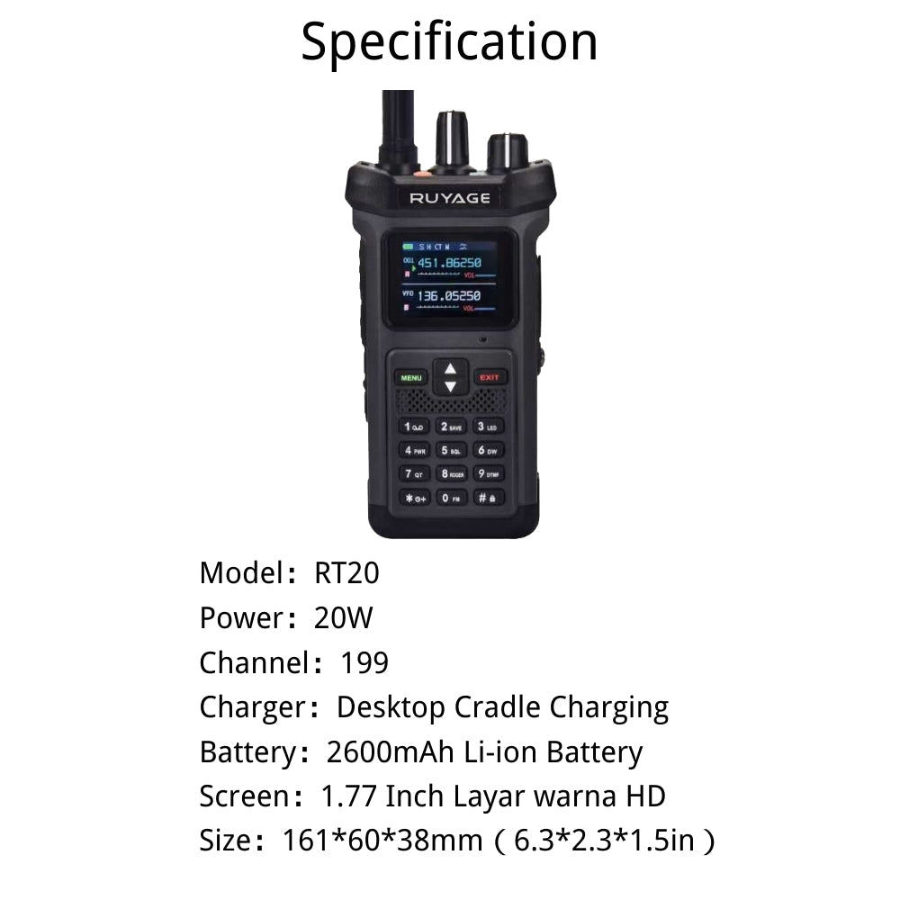 Ruyage Radio Analog Signal 20W Walkie-Talkie(RT20)