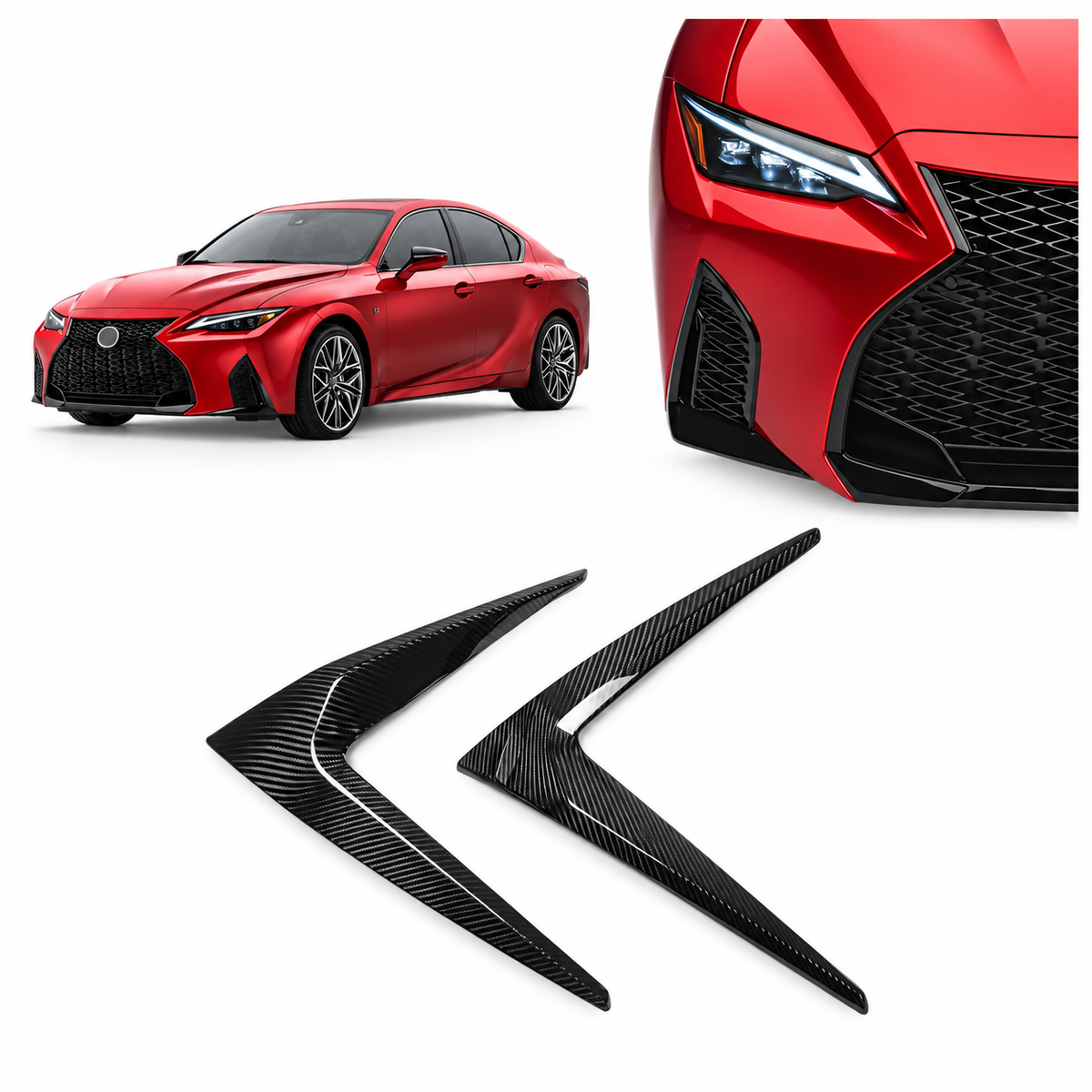 Carbon Fiber Fog Light Lower Bumper Side Trim for Lexus IS300 IS350 IS500