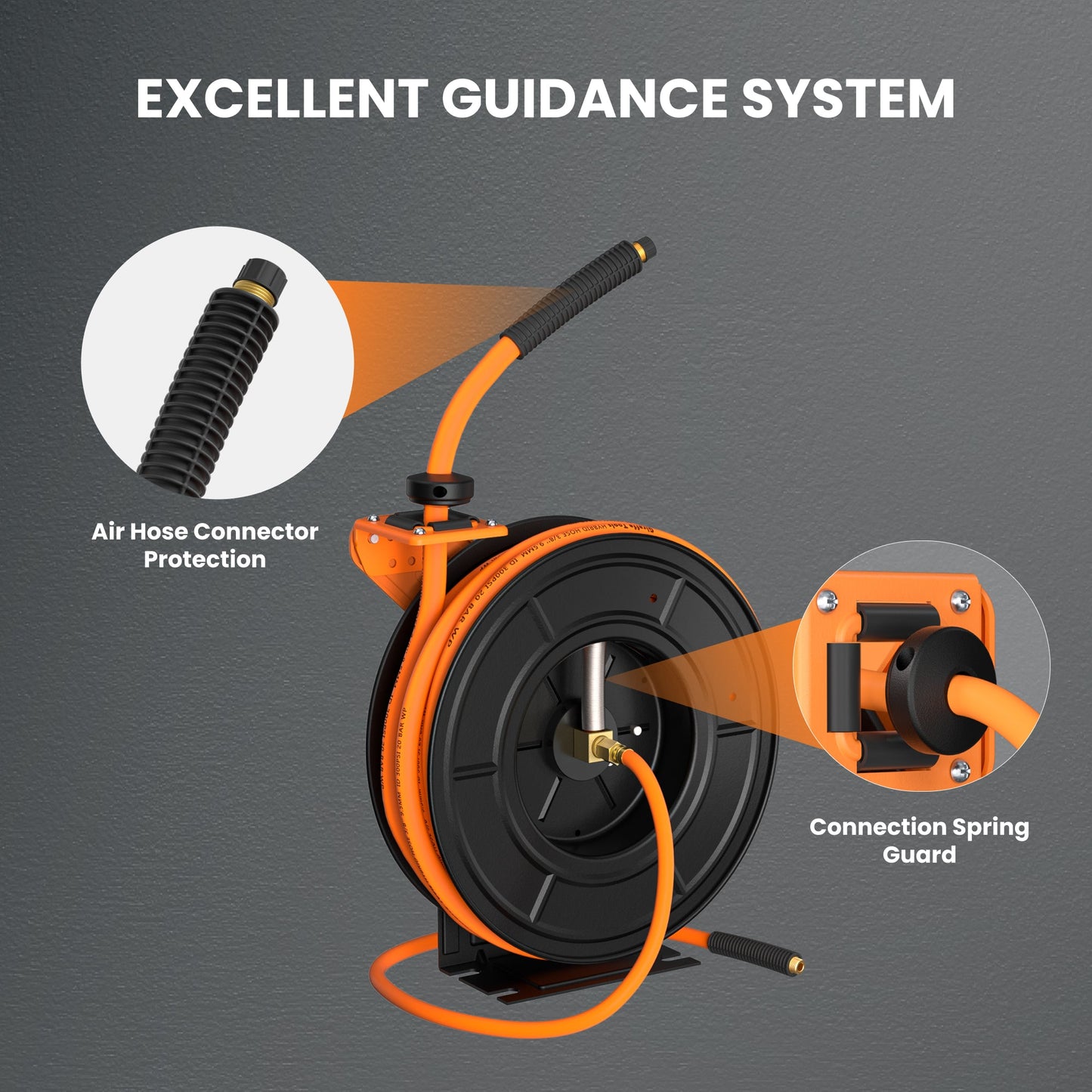 Retractable Air Hose Reel-Alloy Steel Reel-3/8in 25ft-50ft