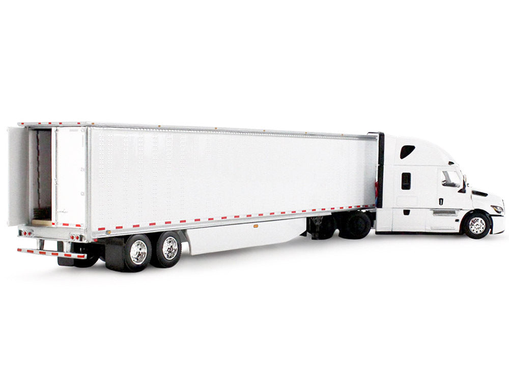 Freightliner Fifth Generation Cascadia Raised Roof Sleeper & 53' Utility Trailer with Skirts White 1/64 Diecast Model by DCP/First Gear