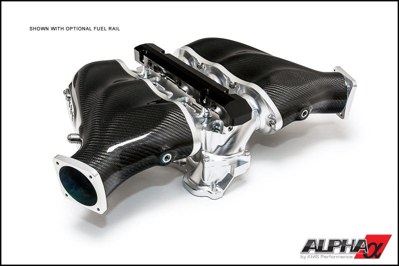 AMS Performance 2009+ Nissan GT-R Alpha Carbon Fiber/Billet Intake Manifold w/Std Fuel Rail - Clear ALP.07.08.0101-1