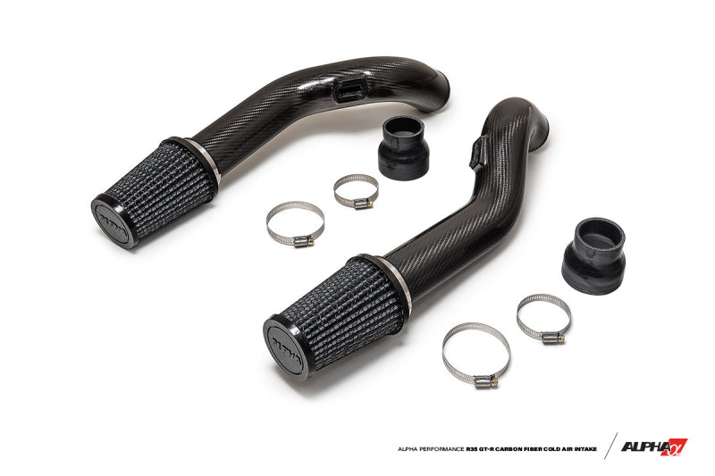 AMS Performance 2009+ Nissan GT-R R35 (CBA/DBA) Alpha Carbon Fiber Intake Pipes for Stock Turbos ALP.07.08.0008-1