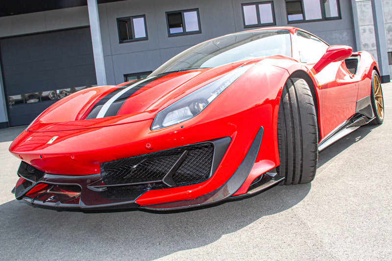 Ferrari 488 Pista - Carbon Fiber Front Spoiler (w Side Wings)