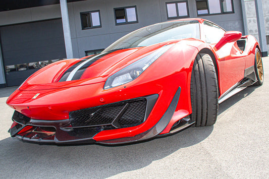 Ferrari 488 Pista - Carbon Fiber Front Spoiler (w Side Wings)