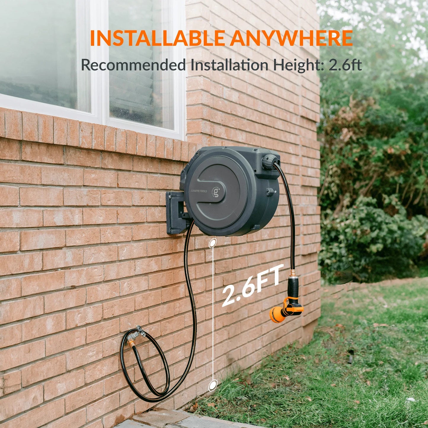 Retractable Garden Hose Reel 62ft-155ft