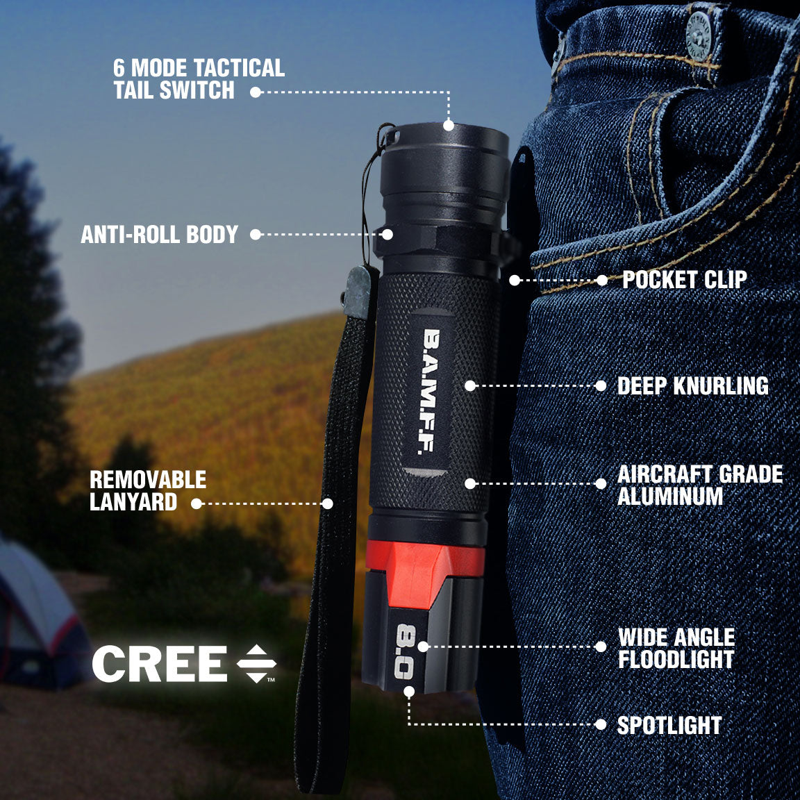 B.A.M.F.F. 8.0 - 800 Lumen Dual LED Flashlight