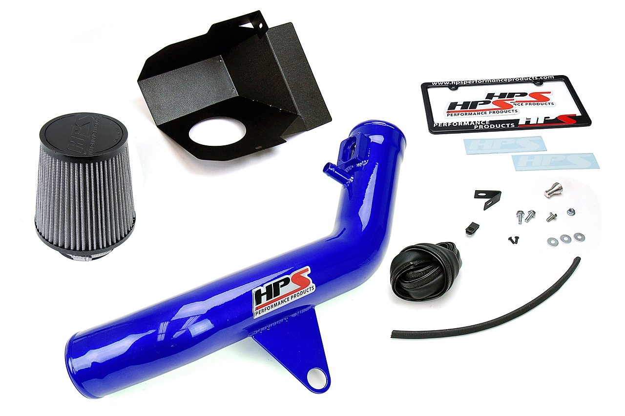 HPS Shortram Air Intake Kit 2012-2016 BMW M135i M135ix F20 F21 3.0L Turbo N55, Includes Heat Shield, Blue