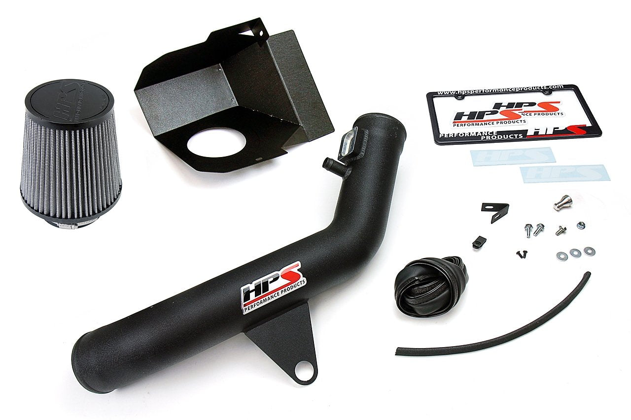 HPS Shortram Air Intake Kit 2012-2016 BMW M135i M135ix F20 F21 3.0L Turbo N55, Includes Heat Shield, Black