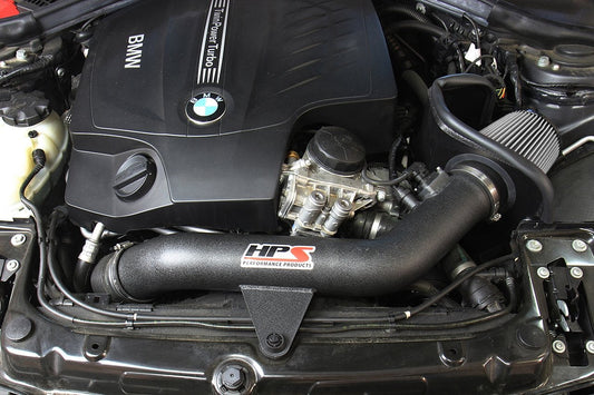 HPS Shortram Air Intake Kit 2014-2016 BMW 435i 435ix F32 F33 F36 3.0L Turbo N55, Includes Heat Shield, Polish