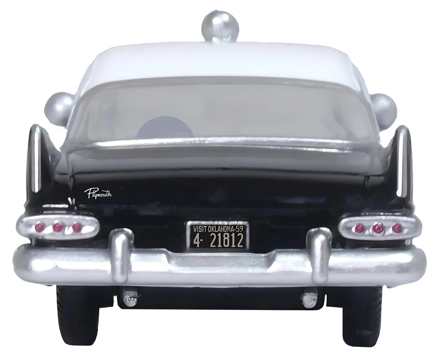 1959 Plymouth Savoy Black and White "Oklahoma Highway Patrol" 1/87 (HO) Scale Diecast Model Car by Oxford Diecast