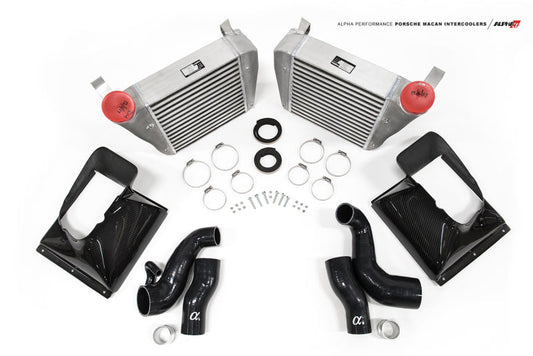 AMS Performance Porsche Macan 3.0L/3.6L Alpha Intercooler Kit w/Carbon Fiber Shrouds ALP.24.09.0001-1