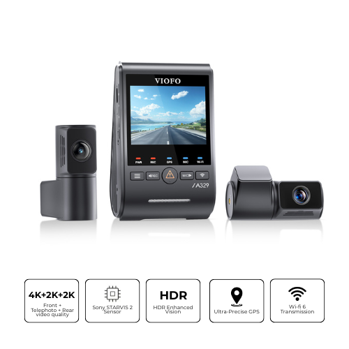 VIOFO A329T 4K+2K+2K 3-Channel 60FPS Wi-Fi 6 Dash Cam