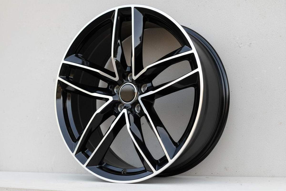 AU3 20X9 5X112 +32 66.6 Black Machined Face