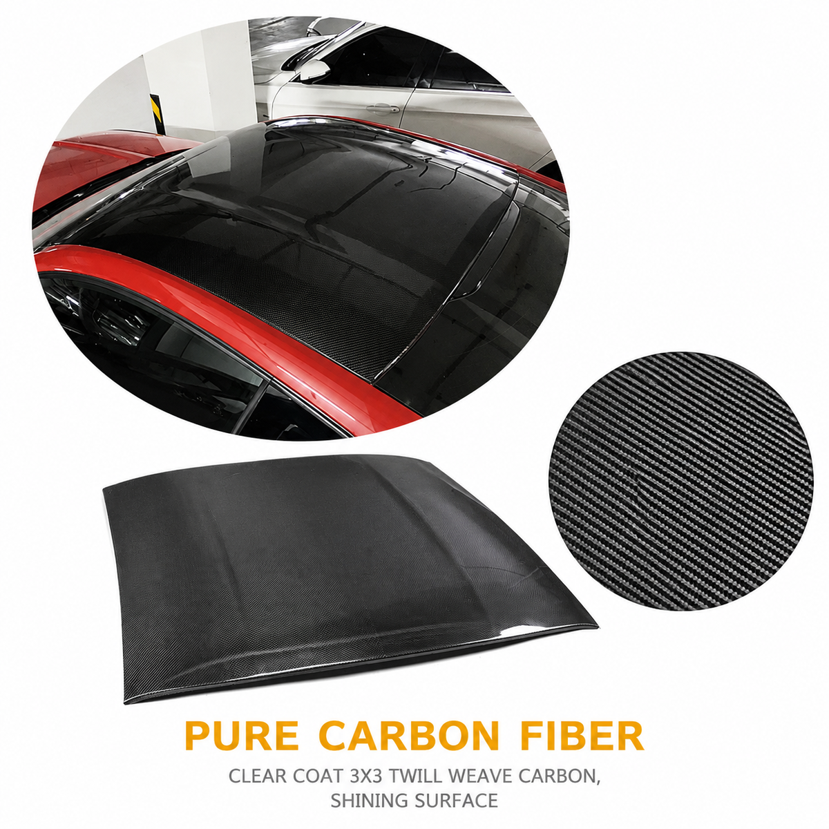 Dry Carbon Fiber Roof Overlay for Ford Mustang GT Coupe