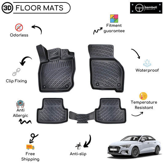 Custom Molded Rubber Floor Mat for Audi A3 2020 - Up Black
