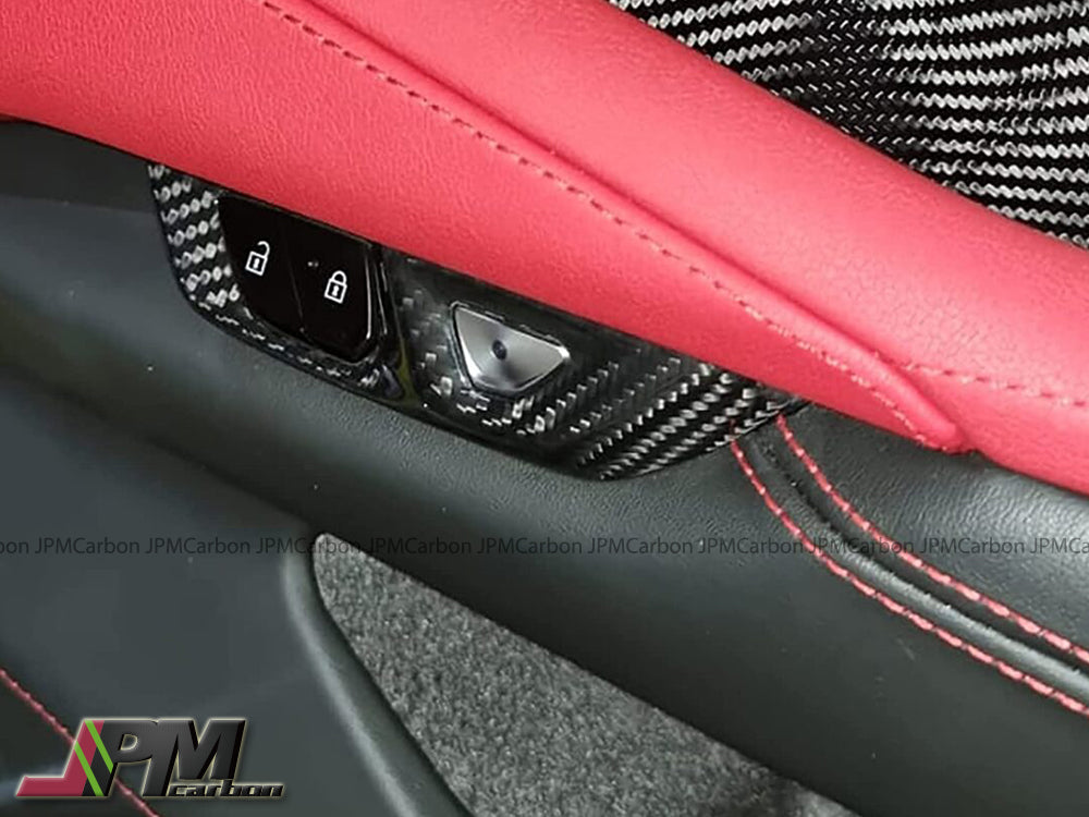 [JPMCarbon] Dry Carbon Door Lock Switch Button Cover Trims Fits For 2020-2025 Chevrolet Corvette C8 Only