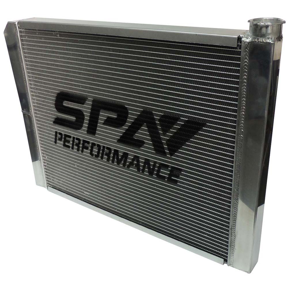 Lightweight Late Model Radiator - Double Pass - 26.8" x 19.6" + Remote Fill Tank - Blue Cap