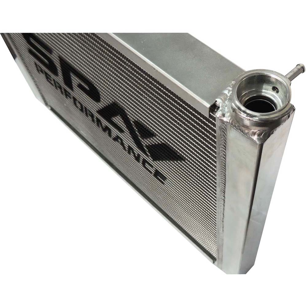 Lightweight Late Model Radiator - Double Pass - 26.8" x 19.6" + Remote Fill Tank - Black Cap