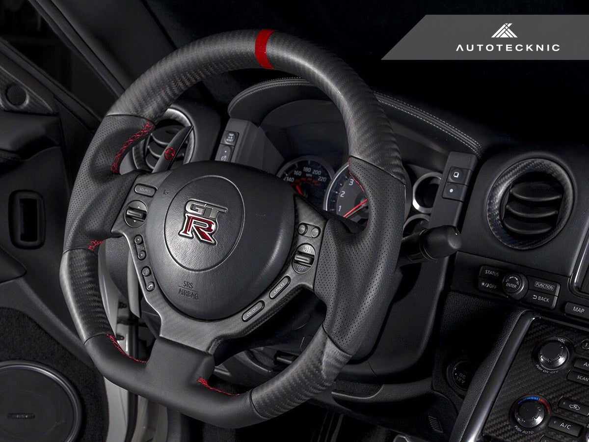 AutoTecknic Dry Carbon Fiber Steering Wheel Trim - Nissan R35 GTR