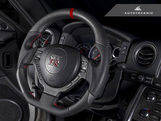 AutoTecknic Dry Carbon Fiber Steering Wheel Trim - Nissan R35 GTR
