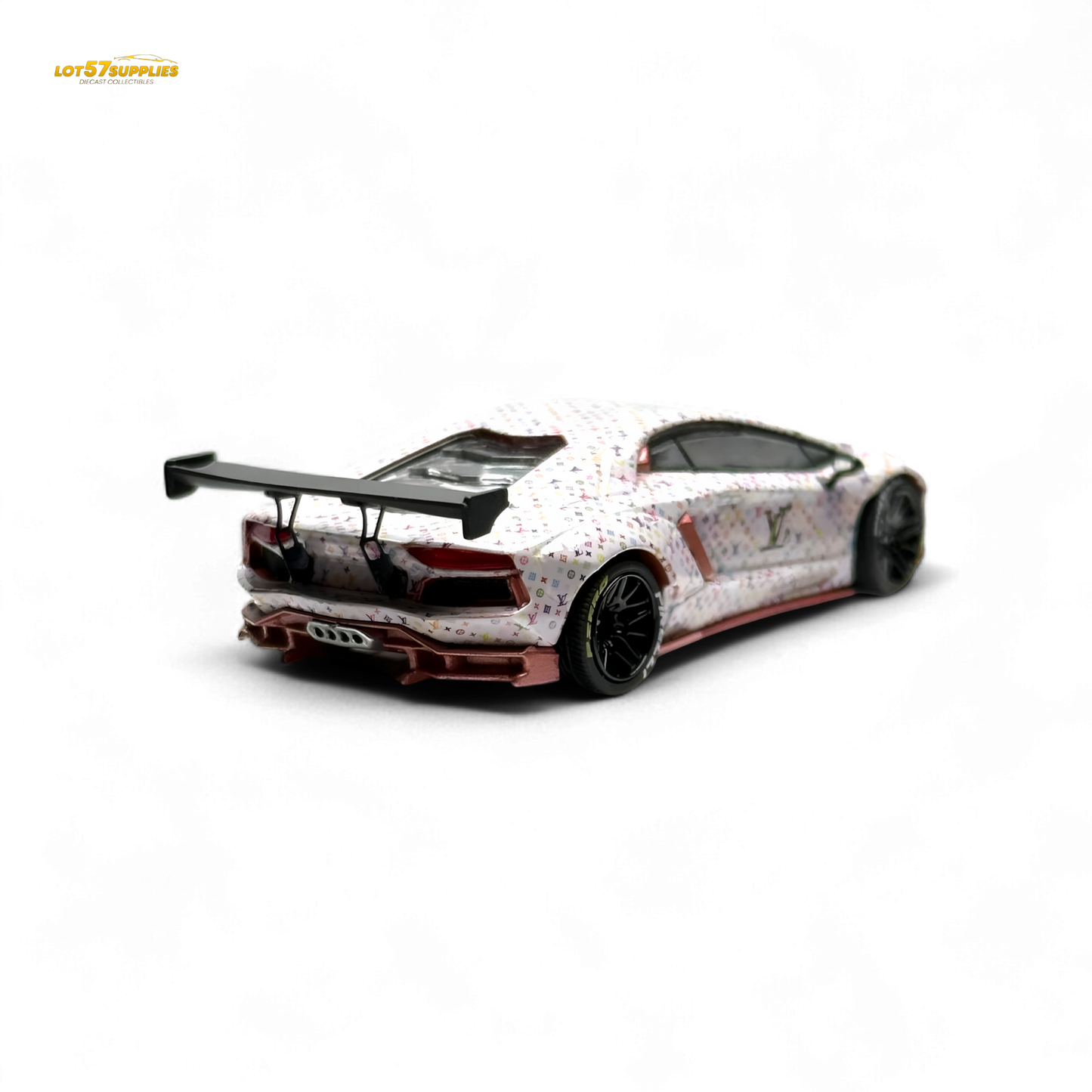 King Model Lamborghini Aventador LP700-4 LB 1.0 White LV Livery 1:64