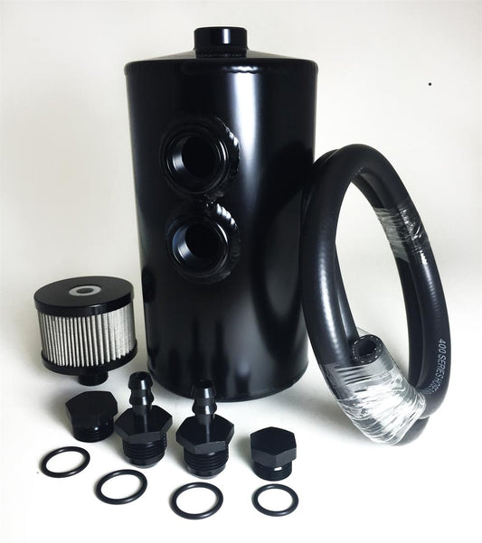 Aluminum Oil Catch Can Dual Baffle - Black