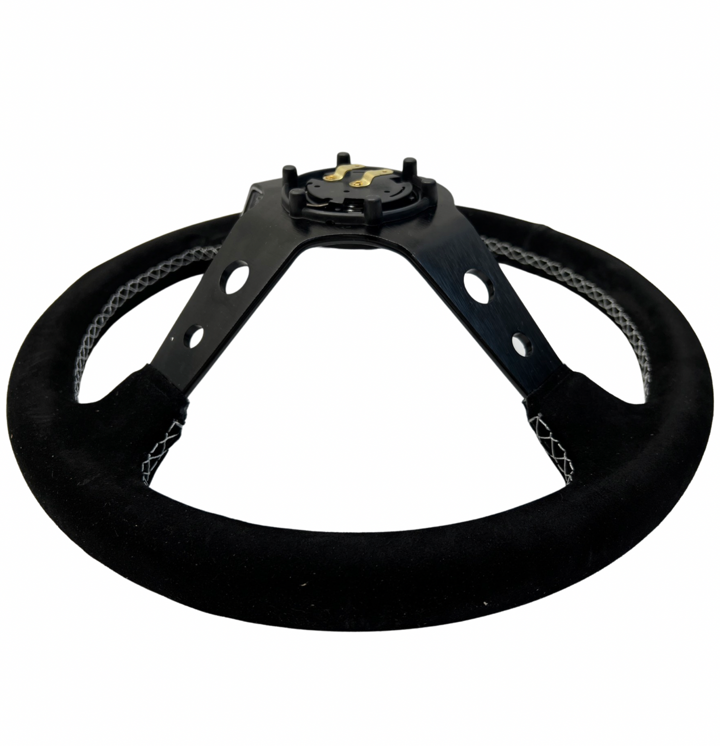 Suede Deep Dish Steering Wheel + Short Hub Adapter Kit For Dodge GM Buick Chevy