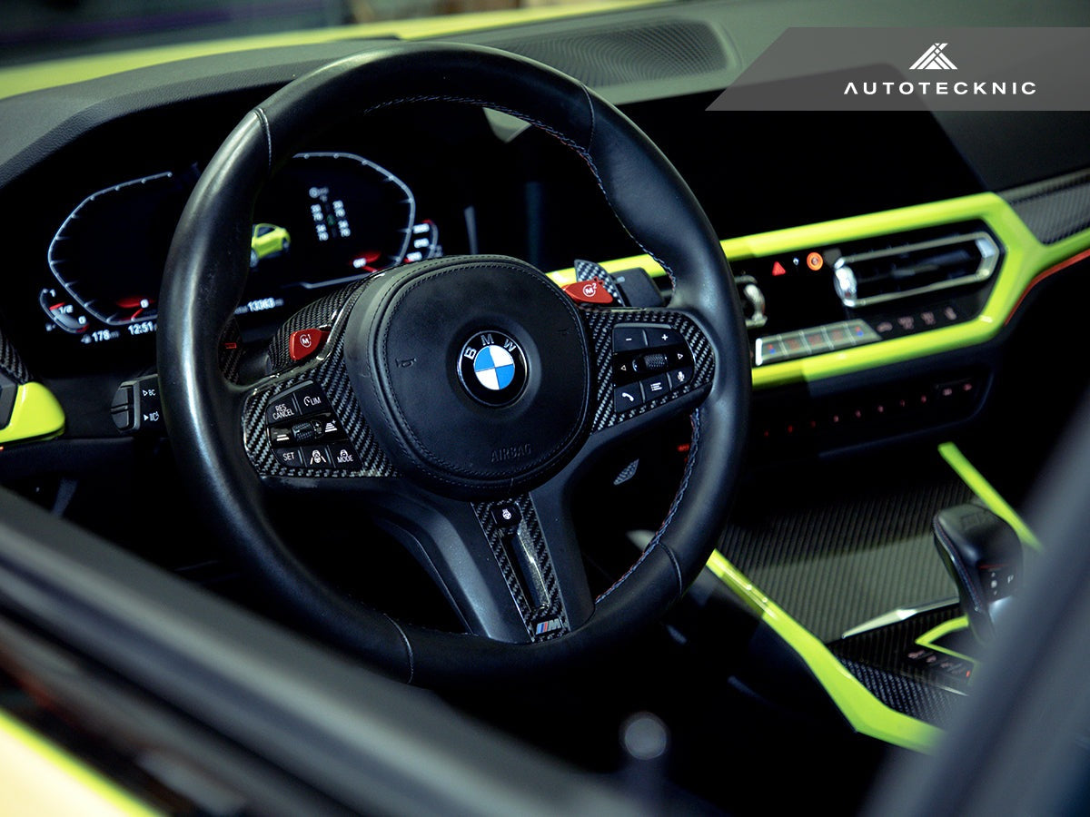 AutoTecknic Replacement Carbon Steering Wheel Top Cover - G80 M3 | G82/ G83 M4