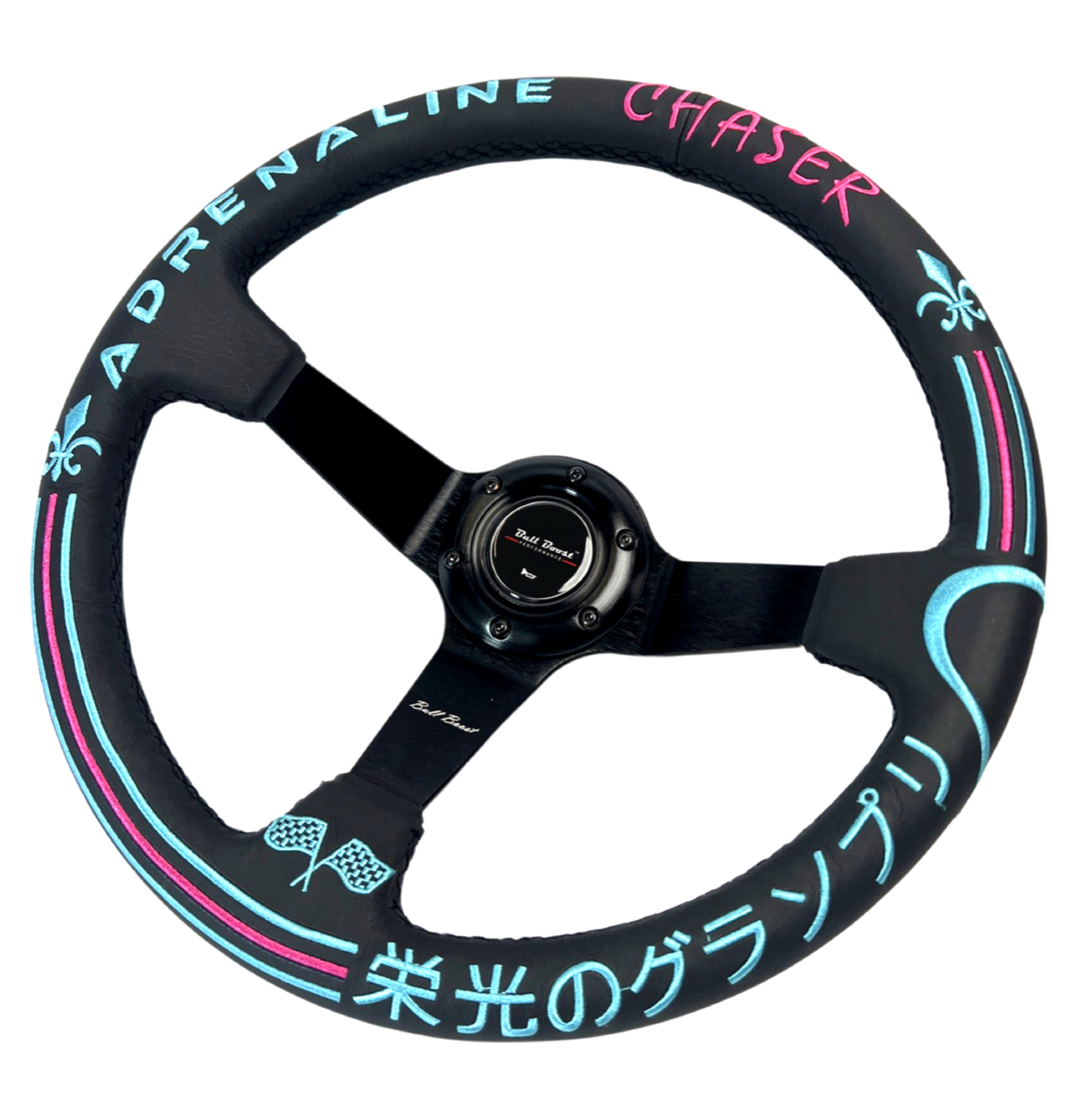 Leather Heart Deep Dish Suede Steering Wheel + Short Hub Adapter Kit For Honda Acura Civic Integra Accord Del Sol, CRX, Prelude