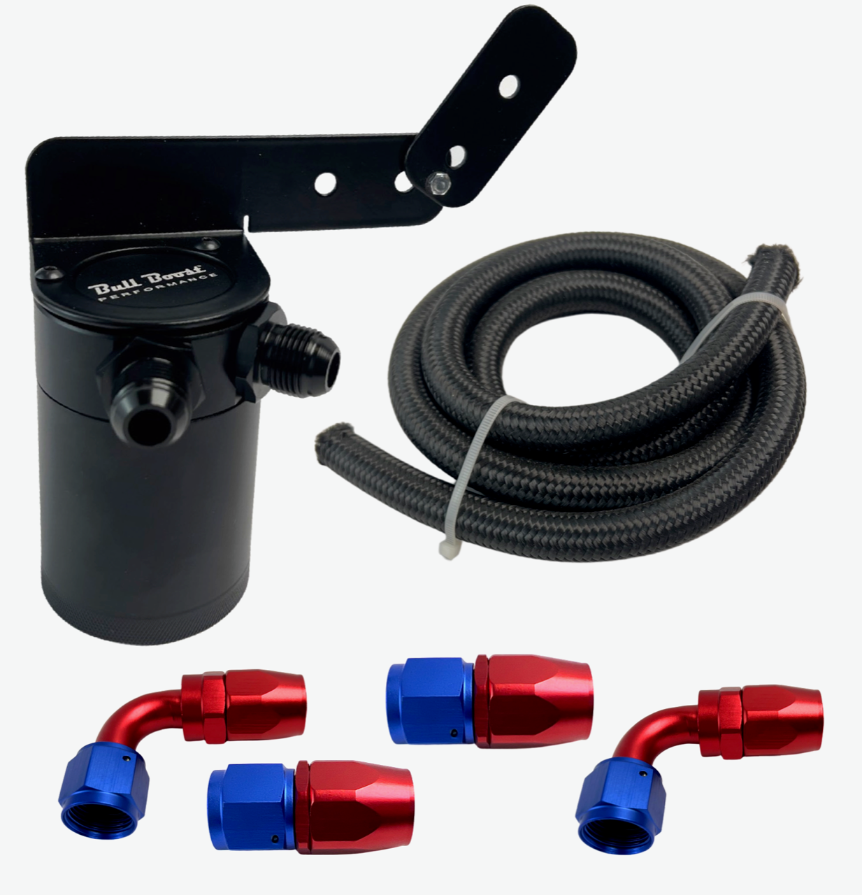 Universal Performance Oil Catch Can 2 Port -6AN + Adjustable Mounting Bracket Kit Turbo V2