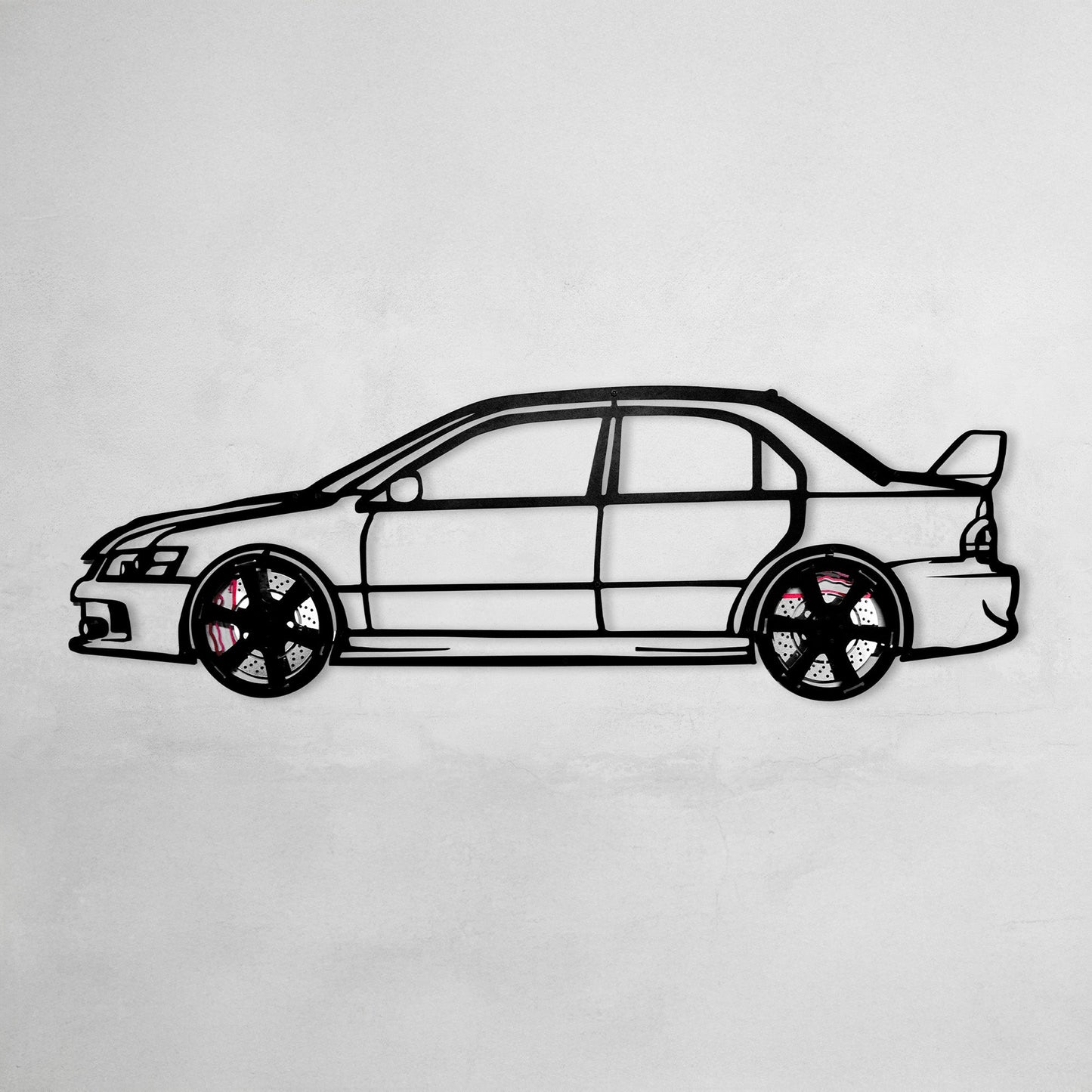 2006 Lancer Evo Metal Wall Art – JDM Steel with Spinning Wheels-KAFMEKA003