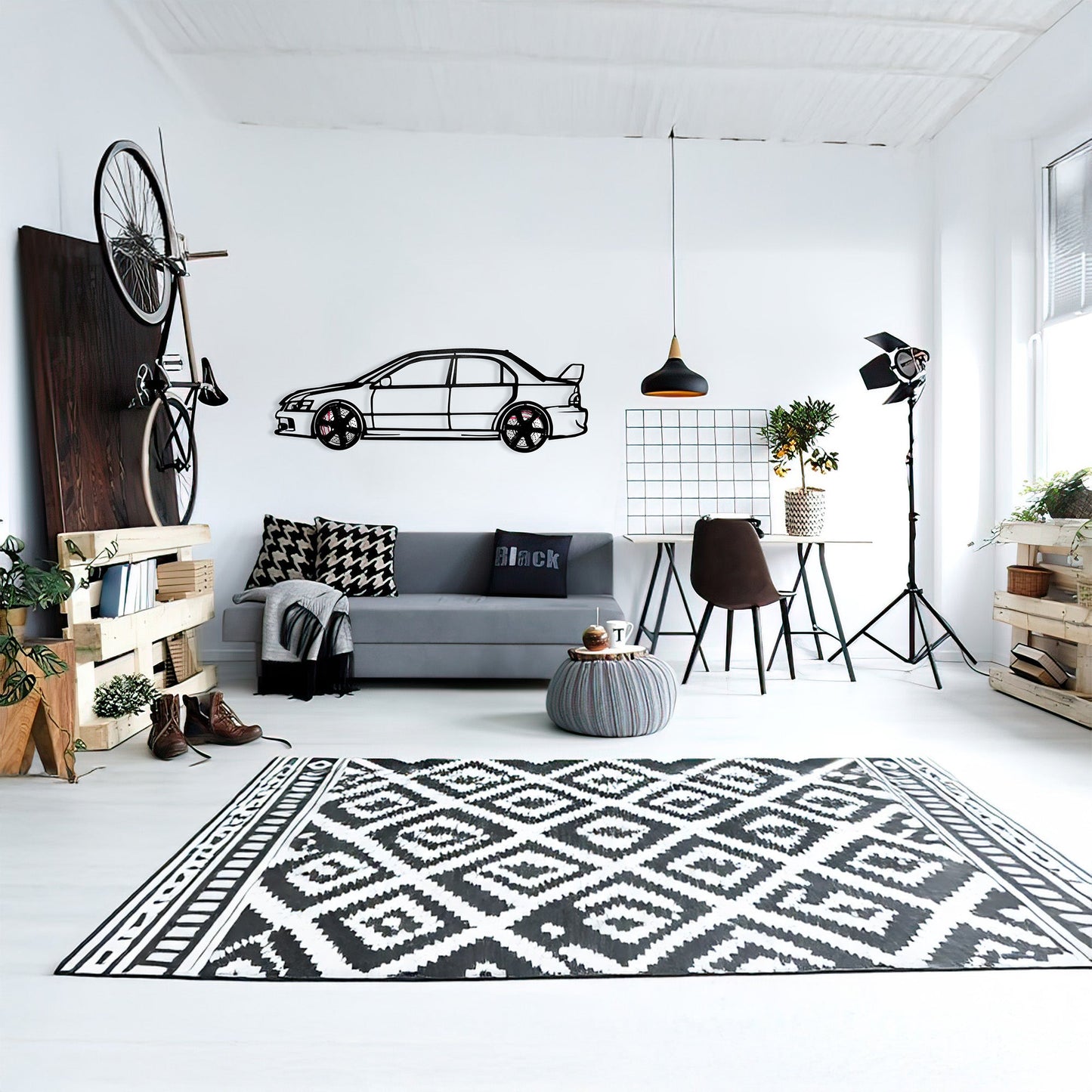 2006 Lancer Evo Metal Wall Art – JDM Steel with Spinning Wheels-KAFMEKA003