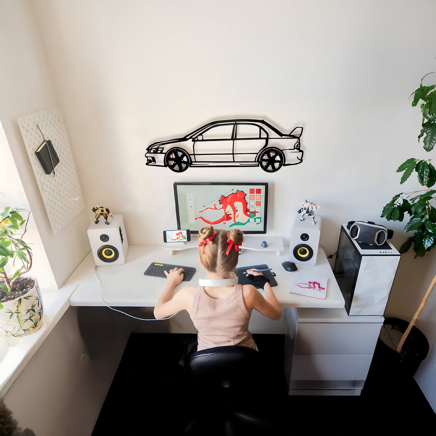 2006 Lancer Evo Metal Wall Art – JDM Steel with Spinning Wheels-KAFMEKA003