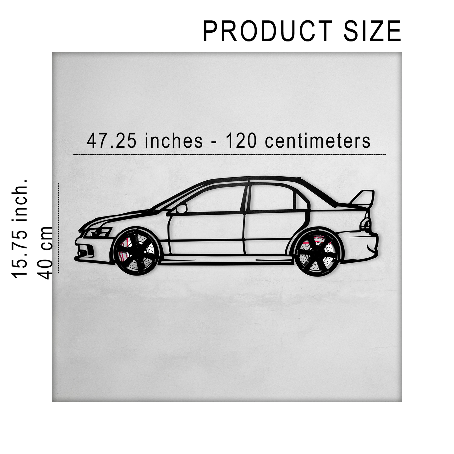 2006 Lancer Evo Metal Wall Art – JDM Steel with Spinning Wheels-KAFMEKA003