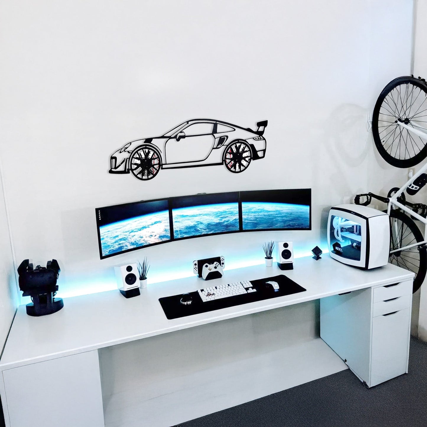 2019 Porsche 911 GT2 RS Wall Art – Steel Cut with Spinning Wheels-KAFMEKA006