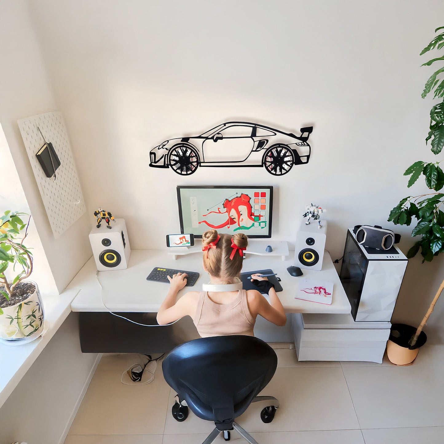 2019 Porsche 911 GT2 RS Wall Art – Steel Cut with Spinning Wheels-KAFMEKA006