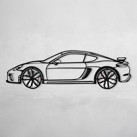 2020 Porsche Cayman GT4 Wall Art – Steel Silhouette with Spinning Wheels-KAFMEKA007