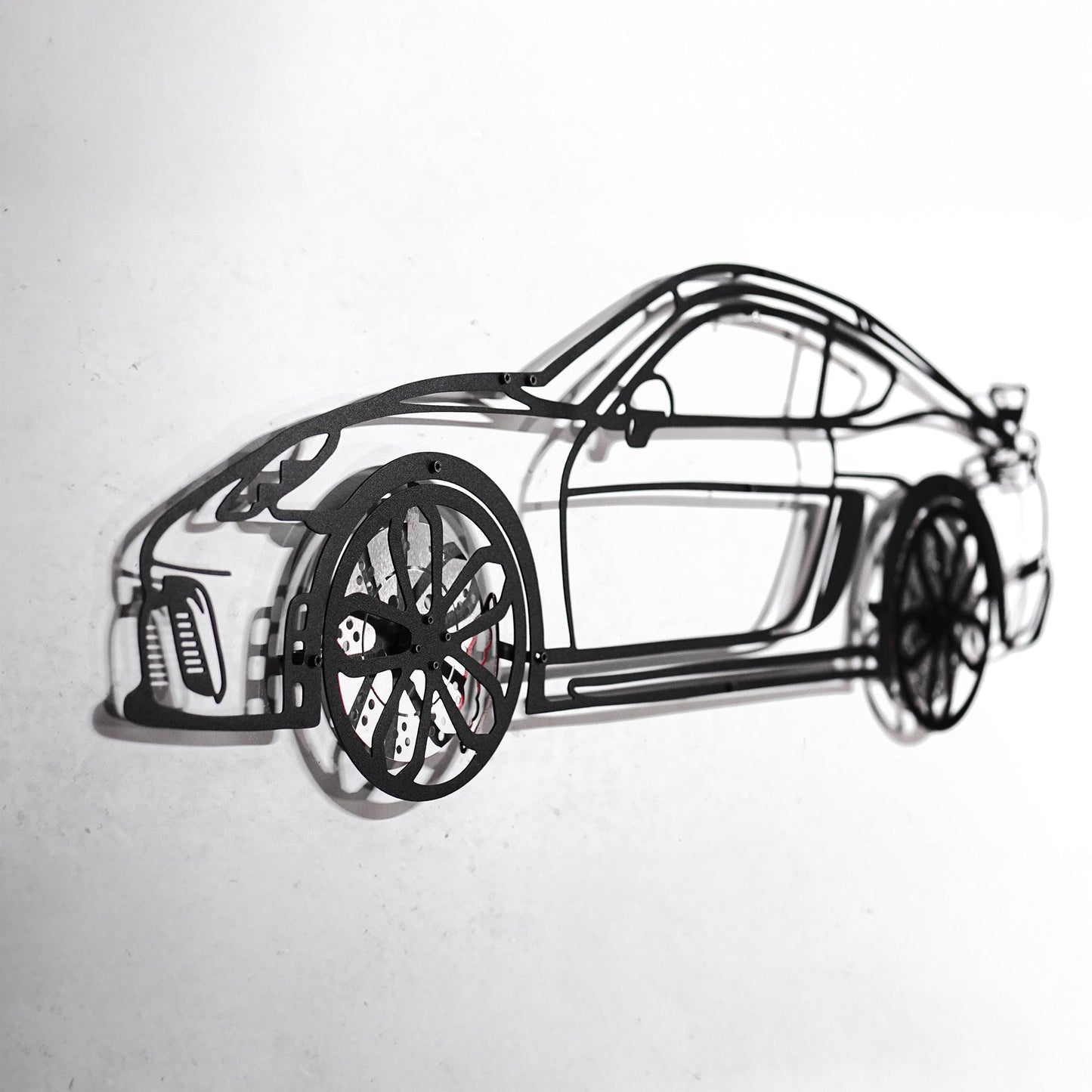 2020 Porsche Cayman GT4 Wall Art – Steel Silhouette with Spinning Wheels-KAFMEKA007