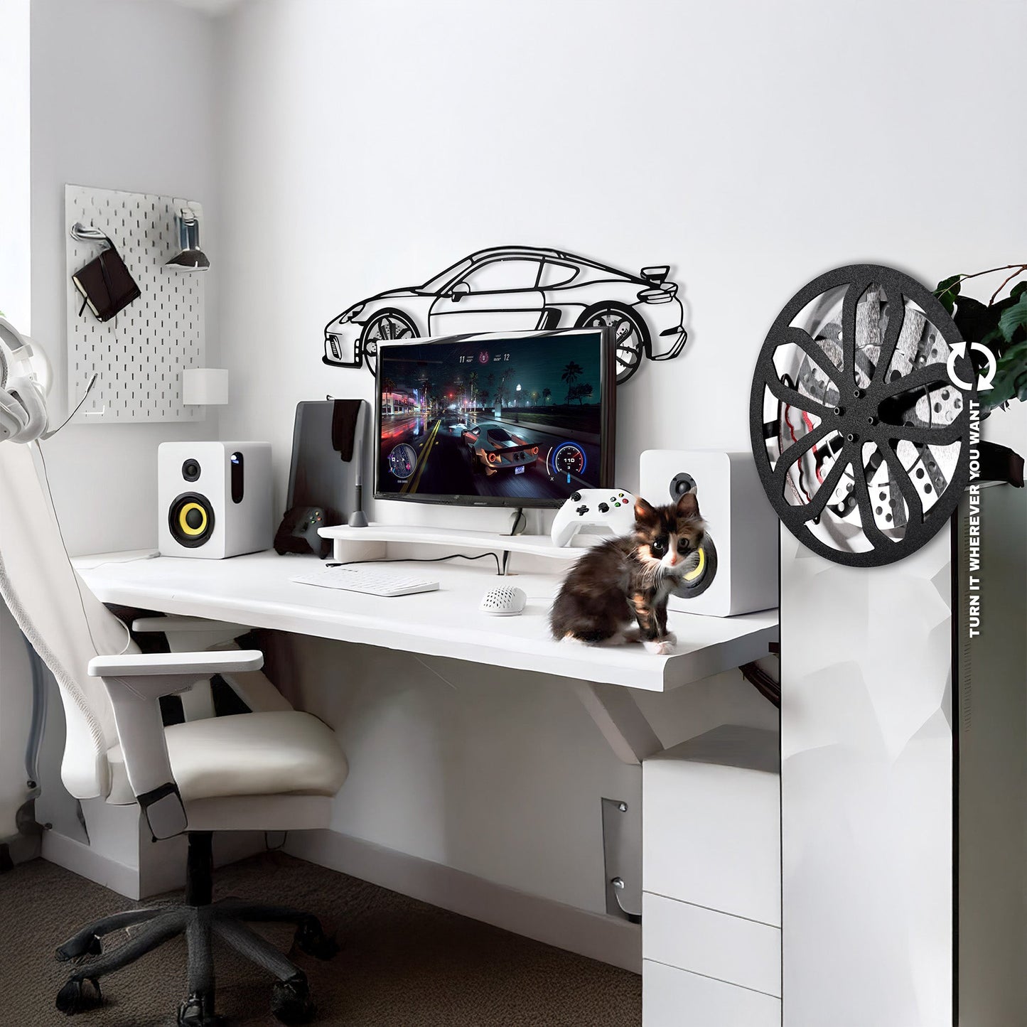 2020 Porsche Cayman GT4 Wall Art – Steel Silhouette with Spinning Wheels-KAFMEKA007