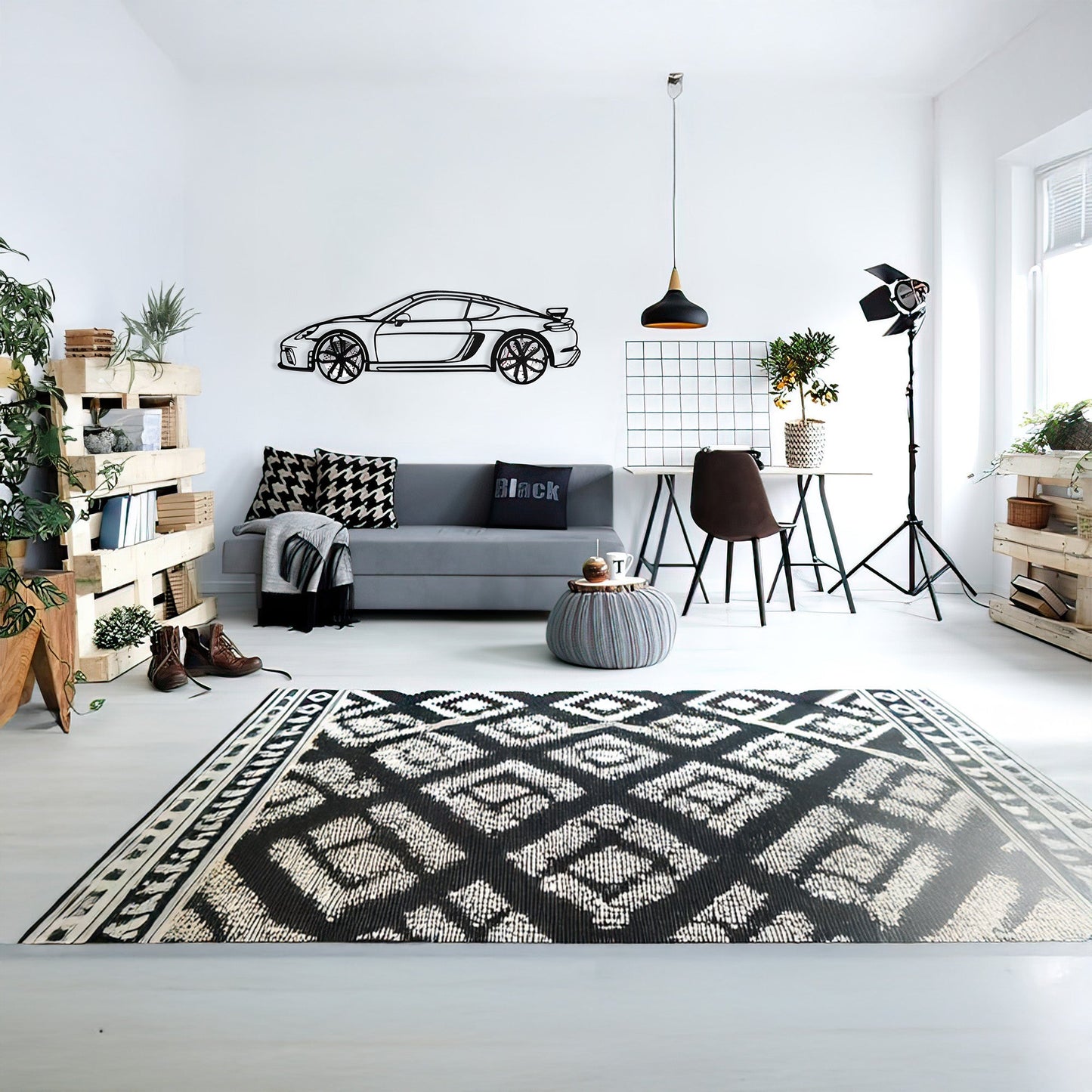 2020 Porsche Cayman GT4 Wall Art – Steel Silhouette with Spinning Wheels-KAFMEKA007