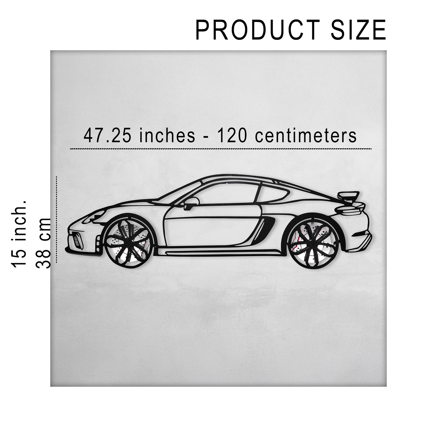 2020 Porsche Cayman GT4 Wall Art – Steel Silhouette with Spinning Wheels-KAFMEKA007