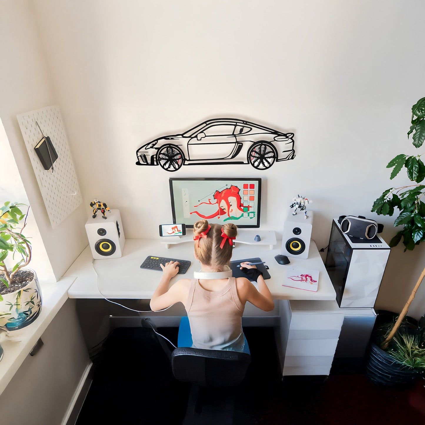 2022 Porsche Cayman 718 GT4 Wall Art – Steel Cut with Spinning Wheels-KAFMEKA008