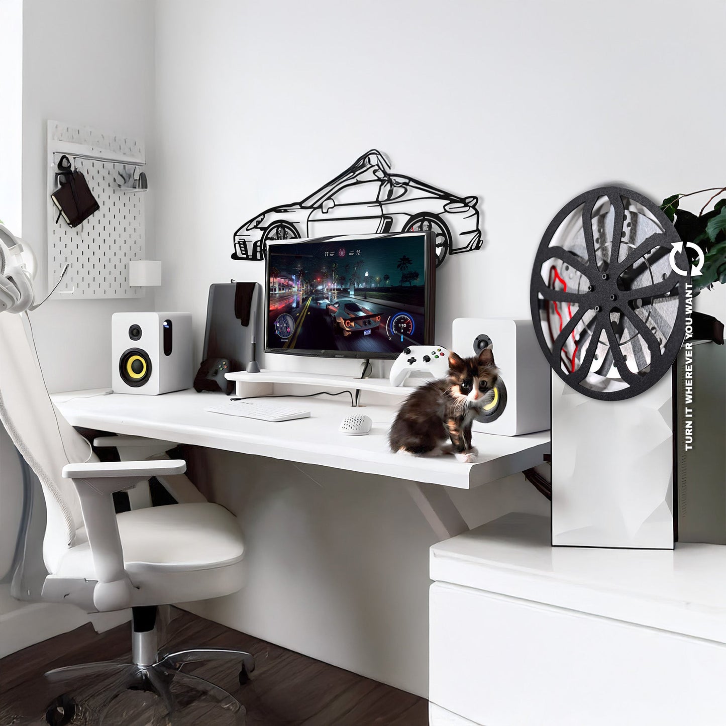 2022 Porsche Cayman 718 GT4 Wall Art – Steel Cut with Spinning Wheels-KAFMEKA008