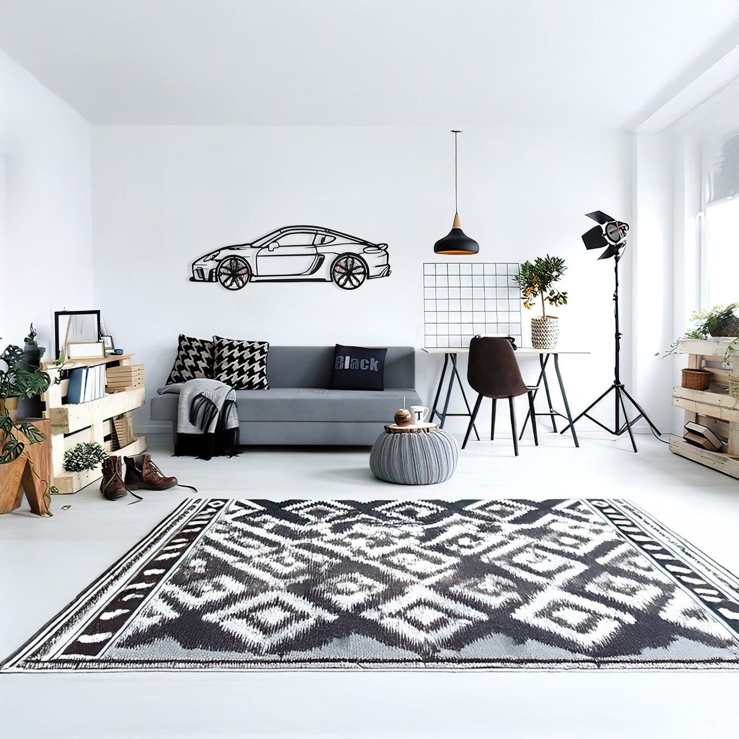 2022 Porsche Cayman 718 GT4 Wall Art – Steel Cut with Spinning Wheels-KAFMEKA008