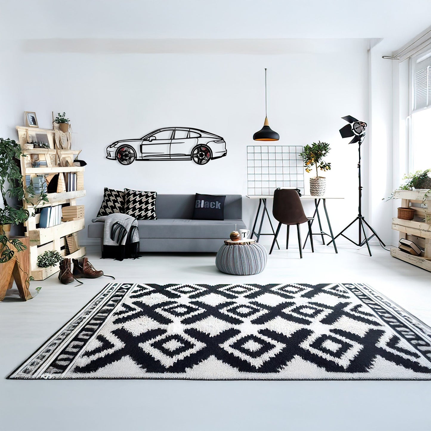 2022 Porsche Panamera 4S Wall Art – Steel Silhouette with Spinning Wheels-KAFMEKA009